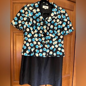 Le Suit Polka Dot Printed Skirt Suit Size 12